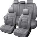 WELLDO Car Seat Covers Front Seats, Leather Seat Covers for Cars, Front Car Seat Protector Waterproof, Non-Slip Car Interior Covers Universal Automotive Seat Covers for Most Vehicle, Gray