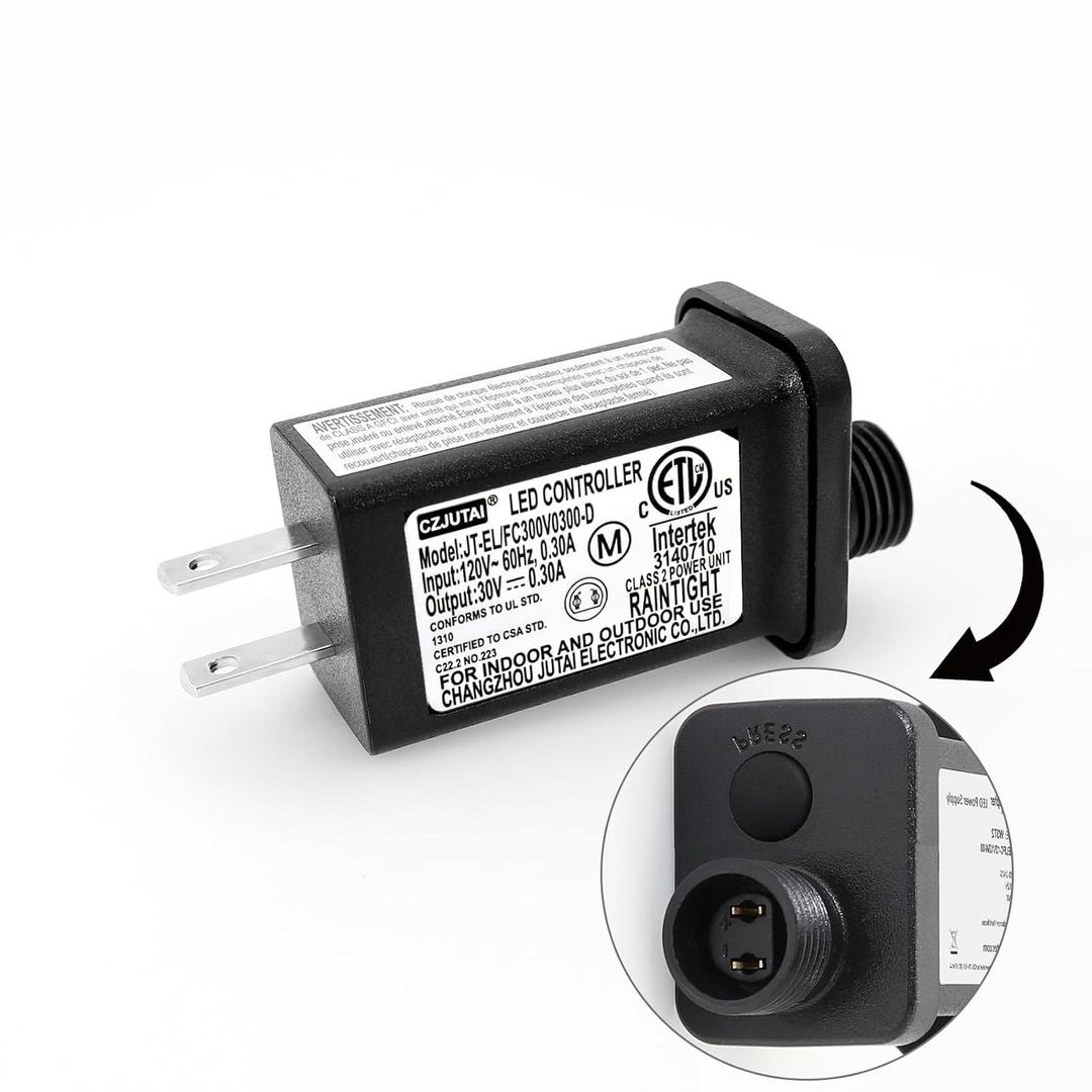 30V 9W 8 Mode Light LED Transformer 30V LED Controller Class 2 Power Supply, Low Voltage Transformer US Plug, Replacement for CZJUTAI JT-EL/FC300V0300-C Christmas Lighting, String Light (1)