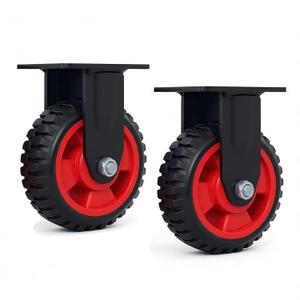 Heavy Duty Caster Wheels 6" Inch Large Solid Rubber Casters, Rigid Offroad All Terrain Outdoor Industrial Casters Wheel for Workbench, Dolly, Chic-Ken Coop, Cart, Trolley-2 Packs