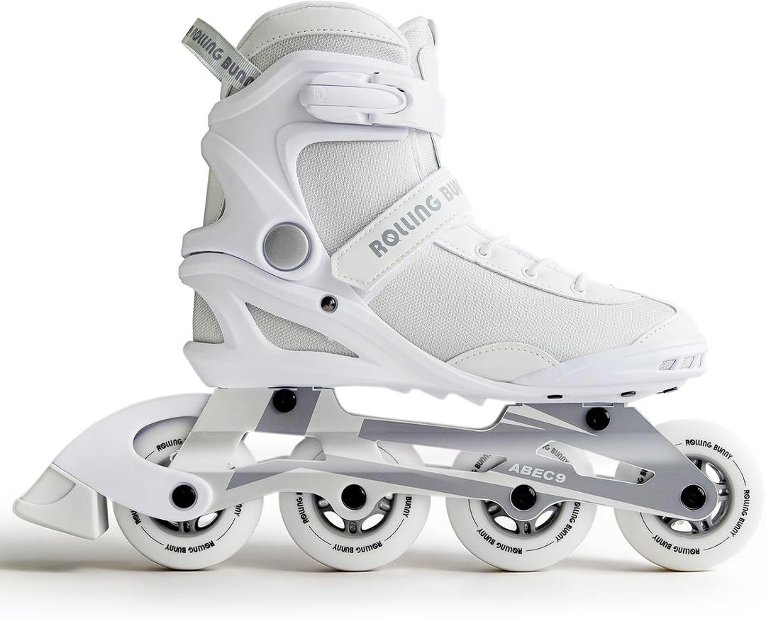 Inline Skates PRO for Adult Women - ABEC-9 Bearing with Breathable Lining for Male Female, Optional Brake, Size W 6-9, Black, US Women 8