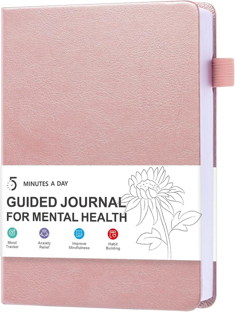 Mental Health Journal, Guided Journal for Mental Health, 90-Day Self-Care Planner for Anxiety Relief, Mood Tracker to Improve Mindfulness & Habit Building, with Monthly Summary.