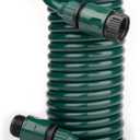 EVA Recoil Garden Hose for Outdoor: 15FT Retractable Water Hoses with Nipple QD Fittings - Lightweight and Corrosion Resistant for Yard Boat (Green)