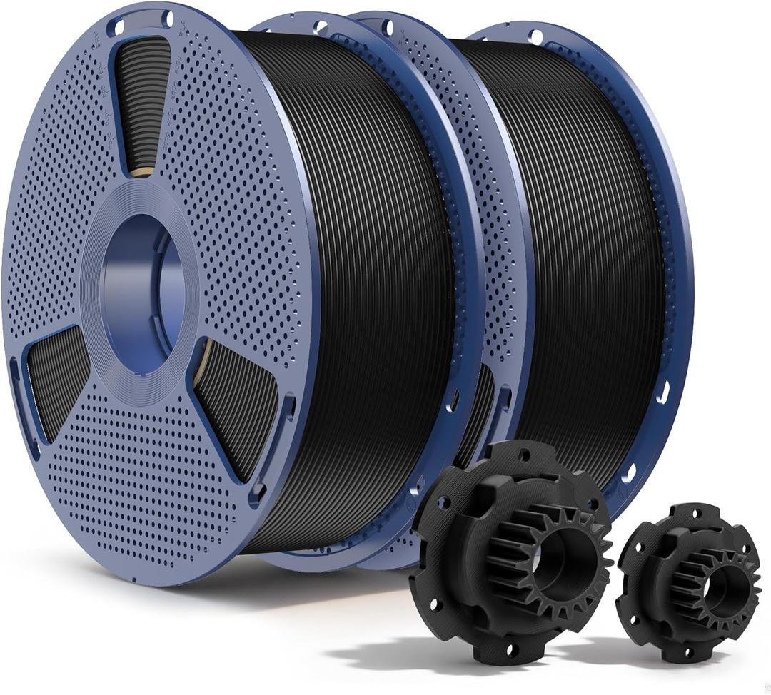 SUNLU PETG Filament 2KG, High Strength PETG 3D Printer Filament 1.75mm, Dimensional Accuracy +/- 0.02mm, 1KG Spool(2.2lbs), 2 Pack, Black+Black