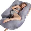 Pregnancy Pillow, 48 inches U Shaped Maternity Pillow with Removable Cover Full Body Pillow Support for Back, HIPS, Legs, Belly (Dark Gray)