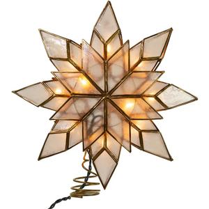 Kurt Adler 8.5-Inch Capiz Star Tree Topper with 10 Clear Lights and 1 Spare Bulb
