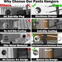 Pants Hangers Space Saving - 2 Pack Closet Organizer and Storage Jean Hangers, Stainless Steel Anti-Slip Clothes Hanger Scarf Holder for Pants Jeans Leggings Trousers Pant Rack, Black