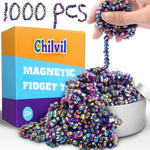 1000pcs Easter Basket Stuffers for Teens Boy, Fidget Toys Metal Balls Stones Beads Quiet Office Desk Stress Anxiety Relief Cool Gadget Sensory Autism Ferrite Putty Valentines Day Gifts for Him