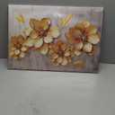 GLOKAKA Gold Metallic Flowers Print Wall Art Elegant Floral Flower Canvas on Grey Background Painting Picture Artwork for Living Room Bedroom Bathroom Decor (Gold Metallic Flowers, 24"x16")