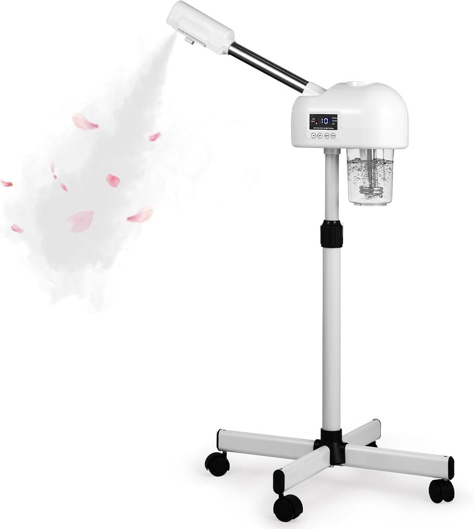 Professional Facial Steamer for Estheticians, Hot Mist & Timer Function, Vaporizador Facial Professional Steamer On Wheels for Home Use & Spa Salon Skin Cleansing