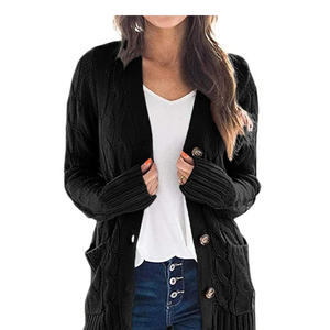 PRETTYGARDEN Women's Open Front Cardigan Sweaters Fall Fashion Button Down Cable Knit Chunky Winter Clothing Outerwear Coats, Large
