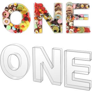 3 Pcs ONE Letters Food Tray, 10" Clear Acrylic Charcuterie Letter Fillable Box, Reusable Board Display for Candy, Snacks & Desserts, Perfect for Weddings, Halloween, Anniversaries & More
