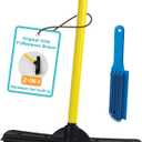 FURemover Original Pet Hair Rubber Broom with Squeegee, with 58 Telescopic Handle for Carpet, Tile and Hardwood and Handheld Lint Brush Combo (Yellow)