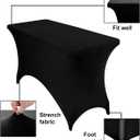 2Pack Spandex Waterproof Table Covers 4ft，Spandex 4ft Waterproof Table Cover for Party,Wedding, Banquet, and Events(Black)