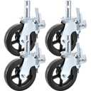 VEVOR 4 Pack Scaffolding Wheels, 8 x 2 Inch Scaffold Caster Wheels with Dual Locking Rubber Swivel Casters, 360 Degrees Heavy Duty Rubber Swivel Stem Casters with Brake, 2908LBS Capacity