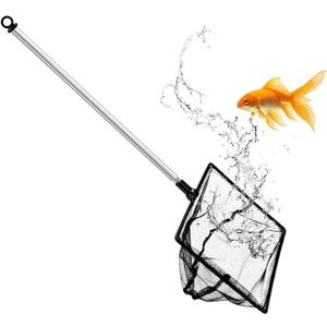 Aquarium Fish Net, 6 Inch Fine Mesh Fish Tank with Extendable 9-24 inch Long Handle