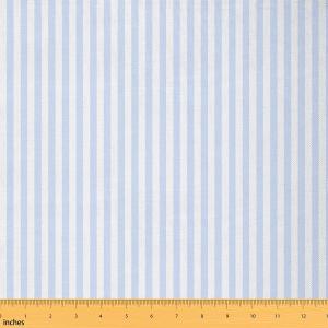 Blue White Stripes Soft Flannel Polyester No Stretch Fabric by The Yard,Modern Simple Style Striped Fabric by The Yard Sewing Supplies,Cute,1 Yard,36" L x 59" W