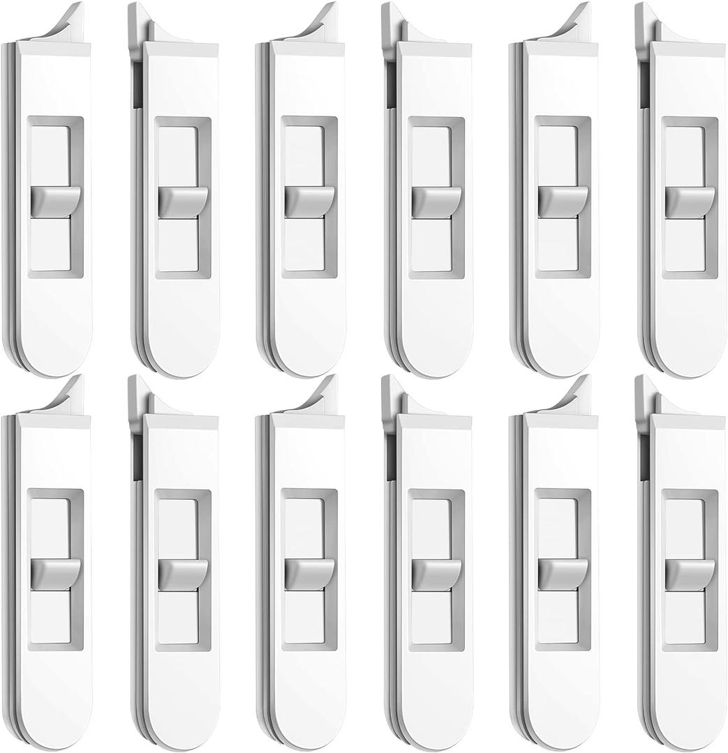 12 Pieces Window Latch Replacement Snap in Window Locks Vinyl Spring Loaded Parts and Hardware White Plastic Sliding Latch for Home Accessories (12 Pieces)
