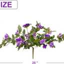 Artificial Fake Flowers Plants for Outdoor, 2PCS Faux Morning Glory Look Real Silk Flowers for Outside, Faux Petunias Flower UV Resistant No Fade Floral for Home Garden Balcony Yard Porch Decor (Purple White)