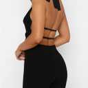 SOLY HUX Women's Satin Halter Backless Crop Top Sexy Sleeveless Tank Shirts Festival Party Clubwear (Black, S)
