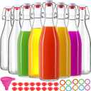 STARSIDE 8 Pack 16 oz Swing Top Glass Bottles,Flip Top Beer Brewing Bottles with Stopper for Home Brewing Beer,Vanilla Extract Bottles,Fermentation Bottles for Kombucha,Wine (Clear)