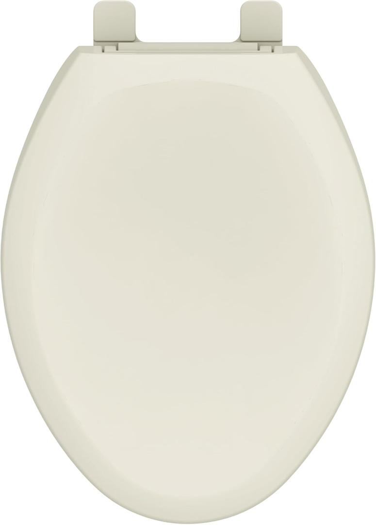 Gerber Elongated Toilet Seat with Cover, Soft Close, No Slam, Quick & Easy Install, Heavy-Duty Plastic, Adjustable Fit for Standard Elongated Toilets, Durable & Fade-Resistant, Biscuit G009921309