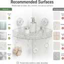 Corner Shower Caddy with Strong Suction Cups, No-Drill 90 Corner Shower Organizer with Hooks, Removable Wall Mounted Shelf for Tile, Glass & Metal (White/Clear)