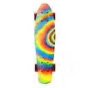 Skateboards Complete 22 Inch Mini Cruiser Retro Skateboard for Kids Boys Youths Beginners (Bending color lines)