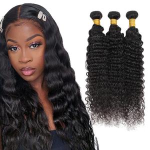 Deep Wave Bundles #1B Black Bundles Human Hair 18 20 22 Inch Natural Black Deep Curly Bundle Human Hair Extensions Unprocessed Virgin Remy Hair 3 Bundle 50 Gram Per Bundle