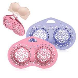 2 Pcs Lingerie Wash Bags, Silicone Delicates Bags For Washing Machine Bra Bag For Laundry Laundry Wash Bag For A-Cup to C-cup, Maternity, Sports, Sexy Bras (Pink+Purple)