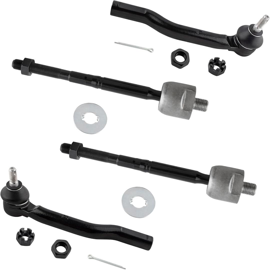 4 PCS Front Inner and Outer Tie Rod End Kit EV800322, ES800248, ES800249 Fits 2009-2014 For Nissan Cube, 2007-2012 For Nissan Versa