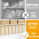 SpaceAid 8 Pack Bed Sheet Organizers and Storage, Foldable Sheet Organizer for Linen Closet, Sheets Set Folder Keeper with Window XL (Queen & King Size) Bedding Container (Beige, 8 Pack)