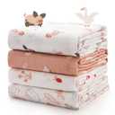 Momcozy Muslin Best Wishes Swaddle Blankets, Ultra Soft Neutral Registry Essentials, Pasture Pals & Pumpkin Dreams, Breathable Large 47'' x 47'' Newborn Boys Girls Receiving Blanket (Joy)