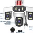 4MP Triple-Lens Outdoor Security Camera, 360 Pan/Tilt Coverage, Human Tracking & Night Vision, 2.4GHz WiFi, SD/Cloud Storage,2-Way Talk, Works with Mobile Apps & PCs
