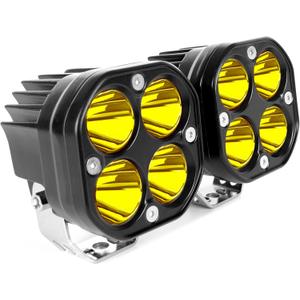 Yellow Led Pods Lights 3Inch 40W Led Driving Off Road Lighting 12V 24V Spot Cube Light Bar for 4WD Pickup Trucks Boat ATV UTV SUV Motorcycle Golf Tractor Amber Fog Light (Pack of 2)