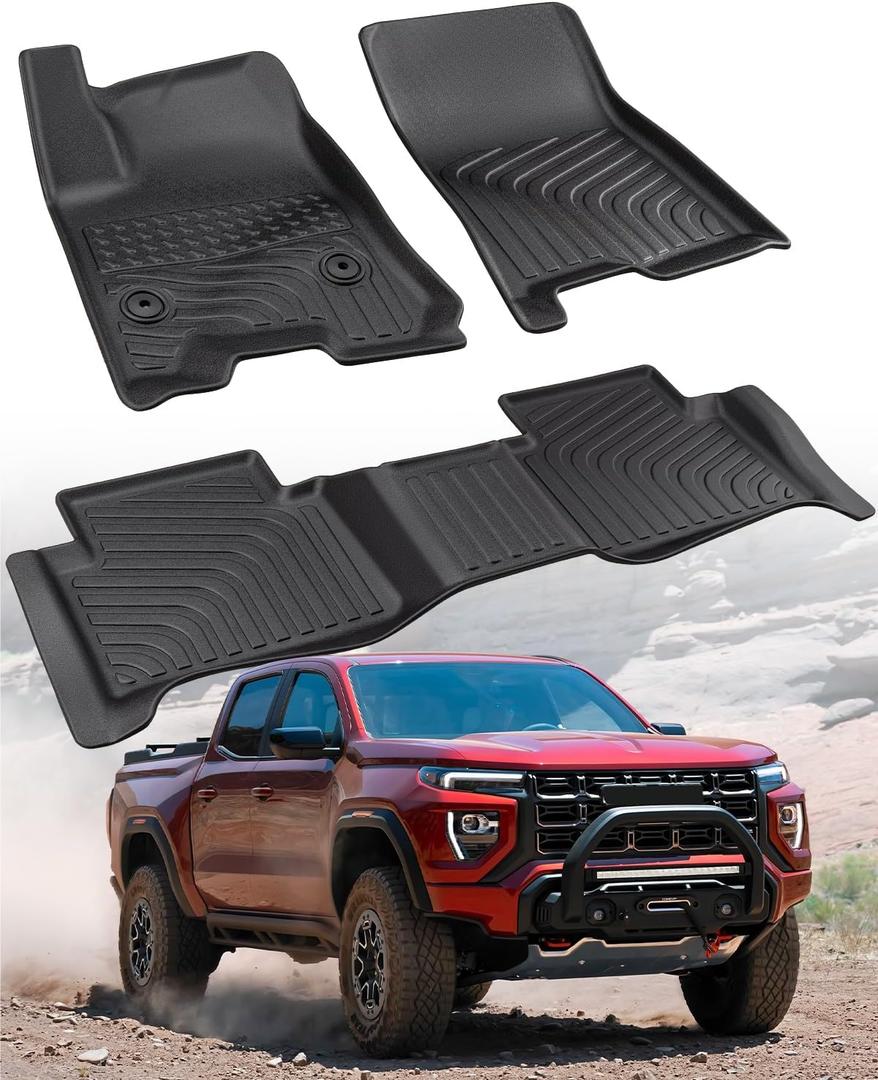 CreekT for Chevy Colorado & for GMC Canyon Floor Mats 2023-2025 2026, for Chevy Colorado ZR2 Z71 & for GMC Canyon AT4 All Weather Trunk Mats Waterproof Rubber Carpet Accessories 2026 2025 2024 2023