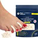 Premium Foam Toe Separators for Women and Men  Made in USA  Foam Toe Spacers for Corn, Blister, and Hammer Toe Relief  1/4 Inch  Bulk Pack of 100 Toe Pads
