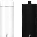 Glass Water Bottles 32 oz, 1 liter Glass Drinking Bottles with Lids, Large Reusable Borosilicate Glass Water Bottle for School Home Office Travel Sport Yoga Gym, 1 Pack (33.8 Ounces, Black)