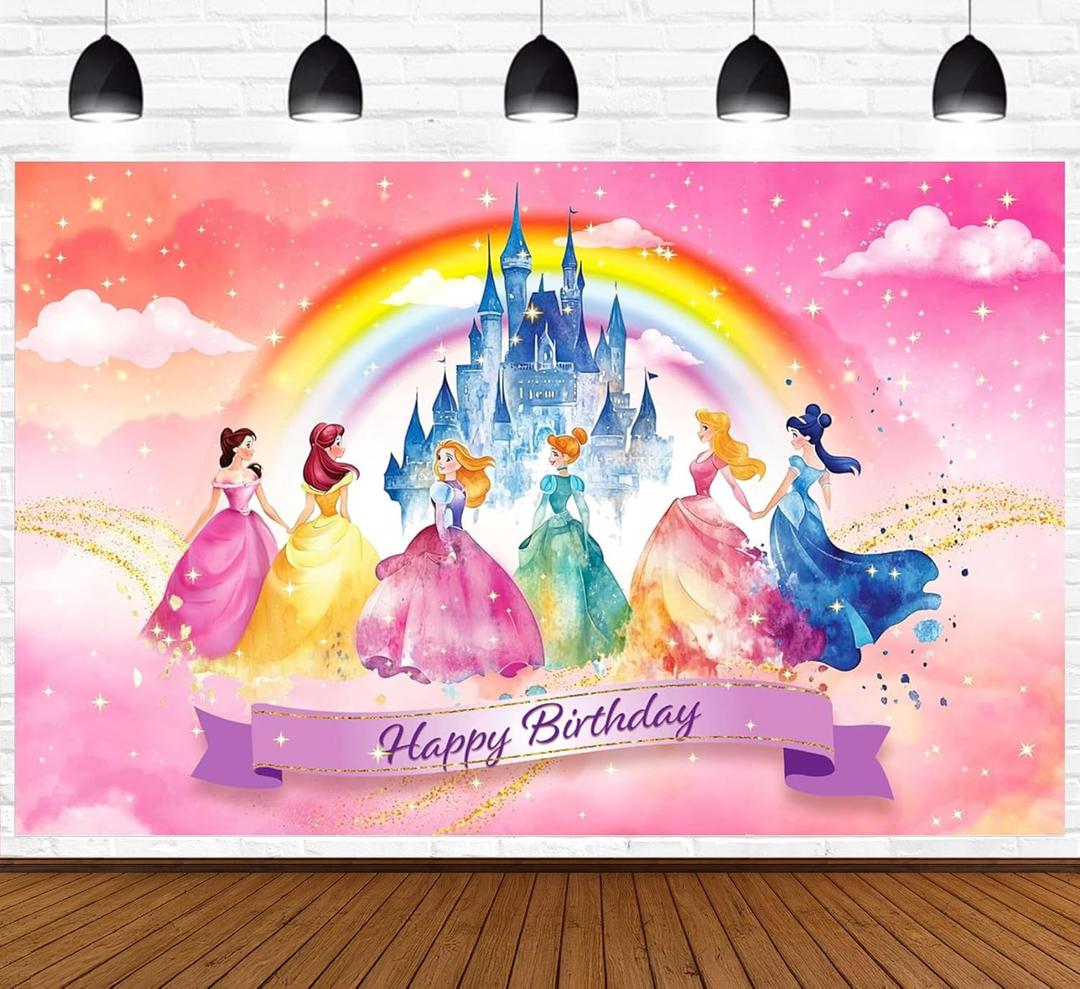 Princess Birthday Party Decorations 6x4ft Princess Party Decorations Princess Backdrop for Girls Birthday Princess Castle Backdrop Princess Decorations for Birthday Party Princess Birthday Banner