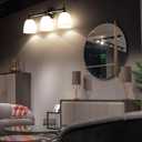 Bathroom Vanity Light, 3-Light Bathroom Light Fixtures Over Mirror, Traditional Vanity Lights for Living Room, Milk White Bell Glass Shades, Standard E26 Base, Polished Nickel