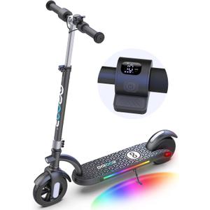 Gyroor H40 Kids Electric Scooter, 180W Motor, Up to 10 MPH, LED Display & Colorful Lights, Adjustable Height, for Boys & Girls Ages 8-12, Great Birthday Gift (Silvery)