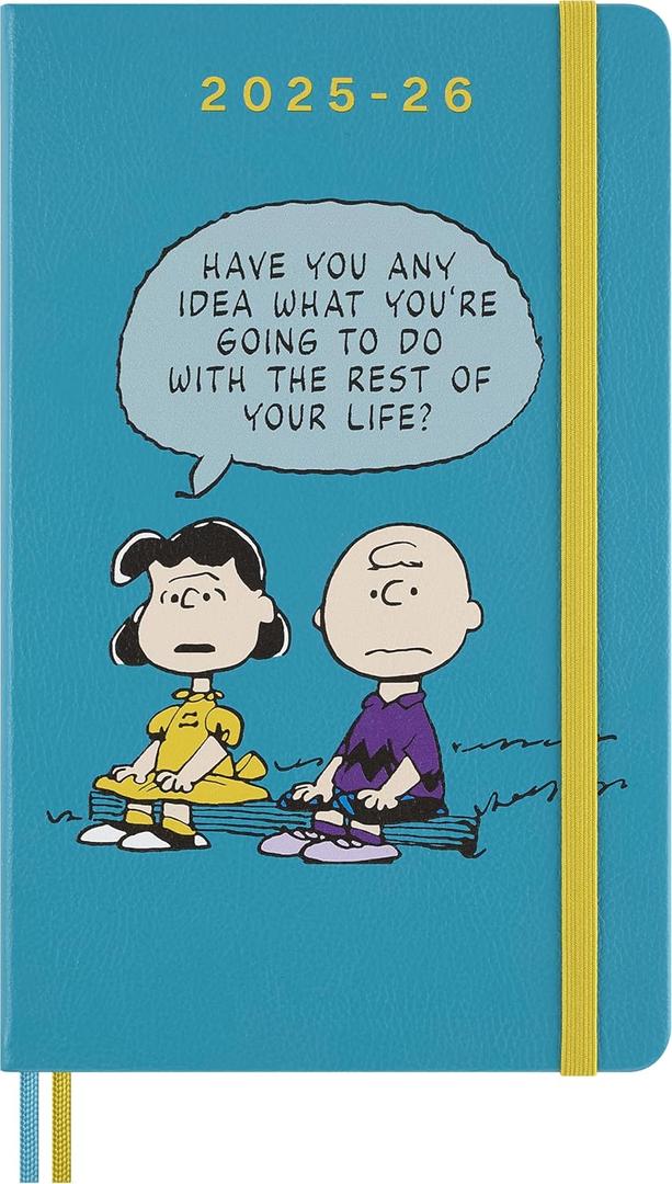 Moleskine Limited Edition Peanuts 'Charlie & Lucy' 18 Month 2025-2026 Weekly Planner, Hard Cover, Large (5" x 8.25"), Reef Blue, 208 pages
