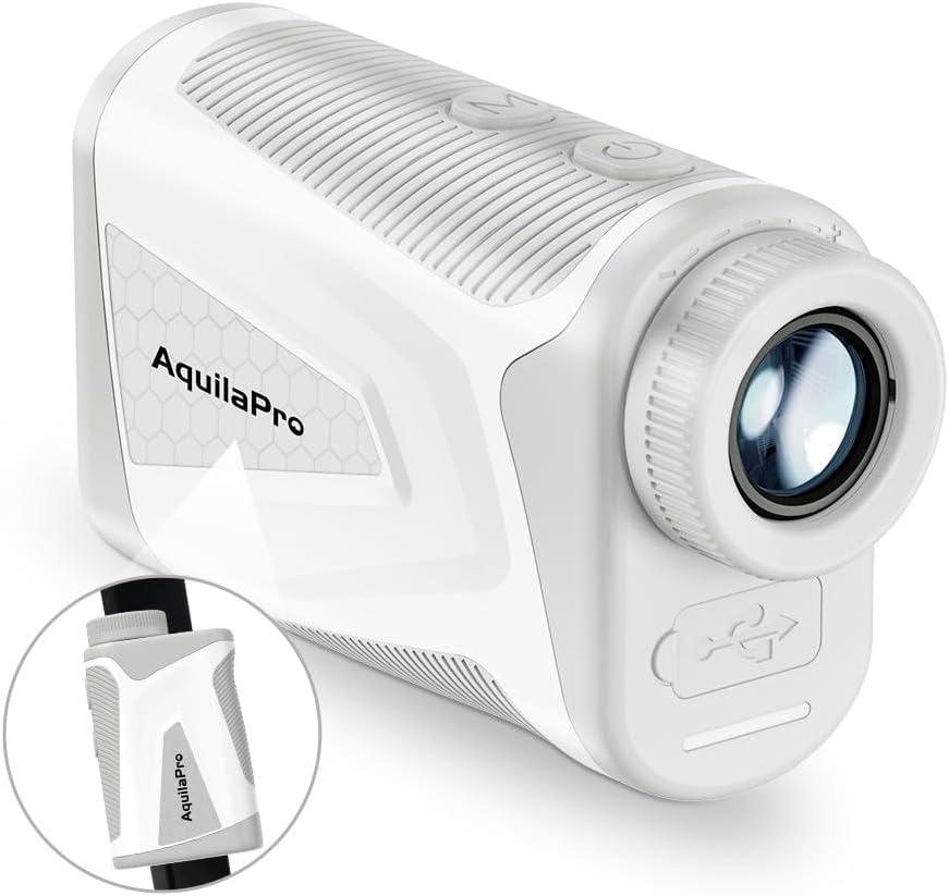 Mini4 Golf Rangefinder with Slope, Newly Upgraded Magnet, 1,000 Yards Range Finder Golf, 0.5 Yard Accuracy, 7X Magnification, Flag Lock Vibration, Rechargeable Golf Laser Rangefinder (White)