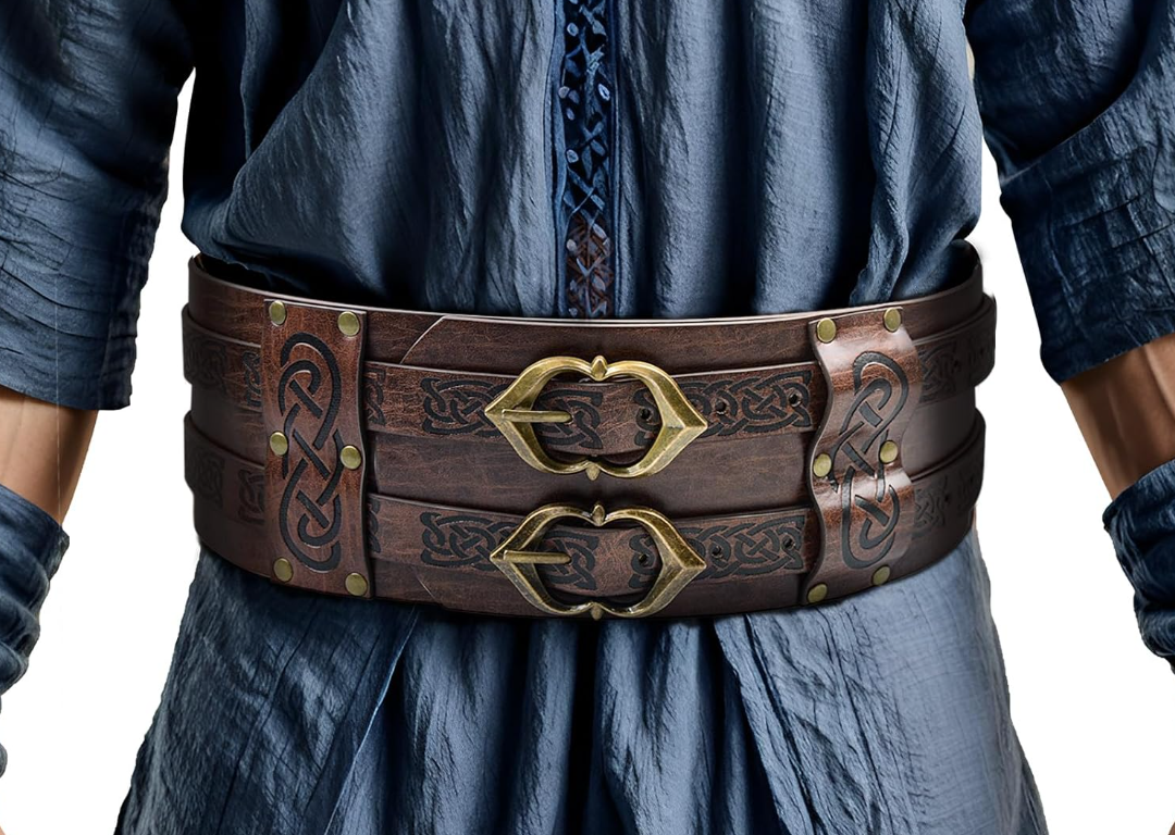 Medieval Viking Wide Belt Faux Leather Armor Knight Corset Belt for LARP Christmas Gifts Costume