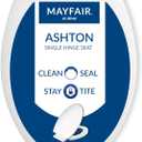 Mayfair Ashton Easy to Clean Single Hinge Toilet Seat, Modern Slow Close Wood Toilet Seat, Made in USA, Elongated, White