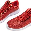 Lxuan Women's Glitter Sneakers Shoes Lightweight Tennis Shoes Metallic Sequin Walking Shoes, Size 8.5