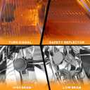 WEELMOTO for 2006-2011 Honda Civic 2-Door Coupe Headlight Assembly Pair Headlamp Chrome Housing Amber Reflector Left+Right Side
