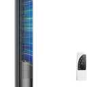 NEWBULIG Tower Fan for Bedroom, Oscillating Standing Bladeless Fan with Remote, 5 Speeds & 4Modes, 28db Quiet for Sleep, 25ft/s High Velocity, 12H Timer, Office, Home, Dorm