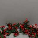 Lvydec Red Berry Garland Christmas Decoration - 5.8ft Artificial Greenery Garland with Red Berries and Holly Leaves for Holiday Fireplace Mantel Table Decorations