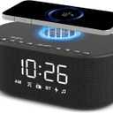 DreamSky Alarm Clock Radio with Wireless Charging and Bluetooth Speaker | Loud Alarm for Heavy Sleepers, Bedroom Digital FM Radio with Sleep Timer, 0-100% Dimmer, 9 Alarm Sounds & 16 Volumes, USB