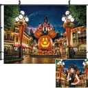 8X6FT Halloween Pumpkin Backdrop Night Street Backdrop Travel Happy Halloween Party Vinyl Banner Birthday Party Decoration Background